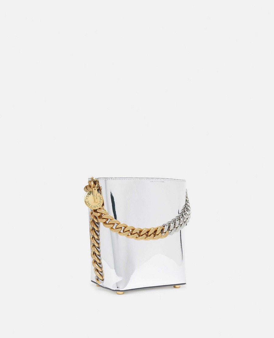 Unisex Stella McCartney Bags | Frayme Mirrored Chrome-Finish Bucket Bag