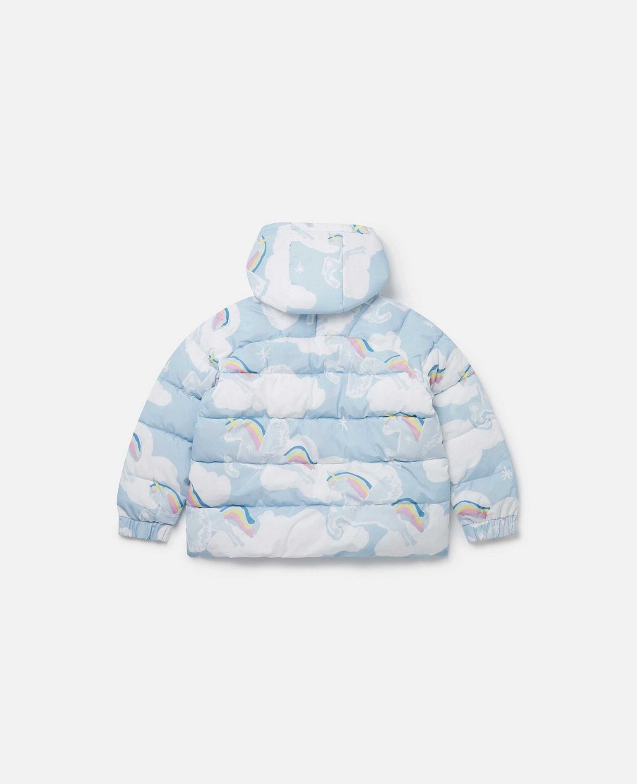 Kids Stella McCartney Outerwear | Rainbow Unicorn Cloud Print Puffer Coat