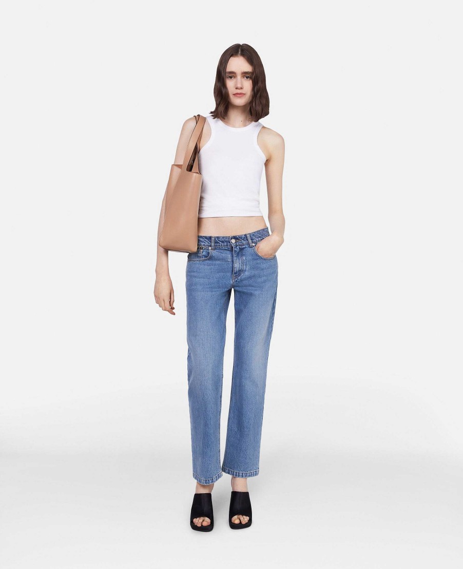 Women Stella McCartney Trousers And Shorts | Falabella Chain Light Wash Cropped Jeans