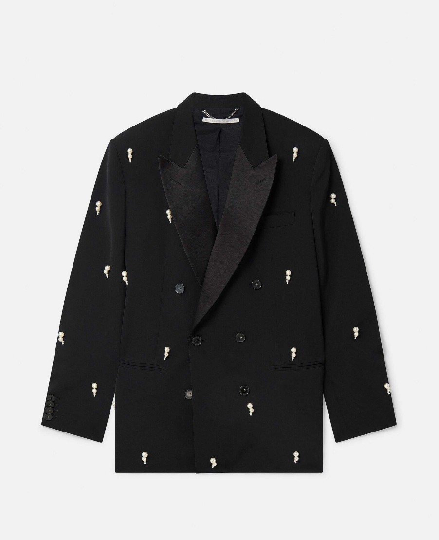 Women Stella McCartney Tailoring | Pearl Embroidery Oversized Double-Breasted Blazer