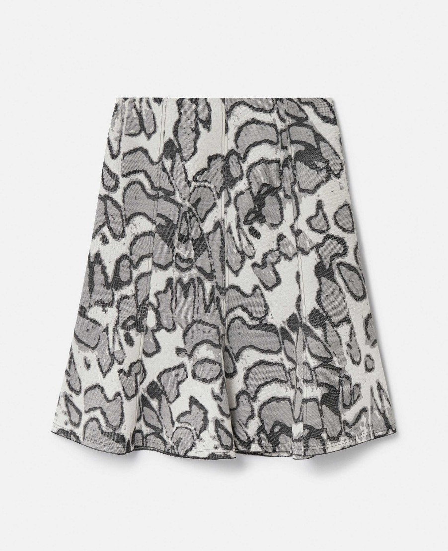 Women Stella McCartney Tailoring | Abstract Moth Jacquard Belted Skirt