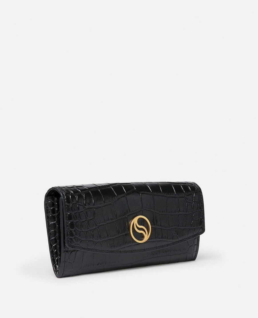 Women Stella McCartney Long Wallets | S-Wave Croc-Effect Continental Wallet