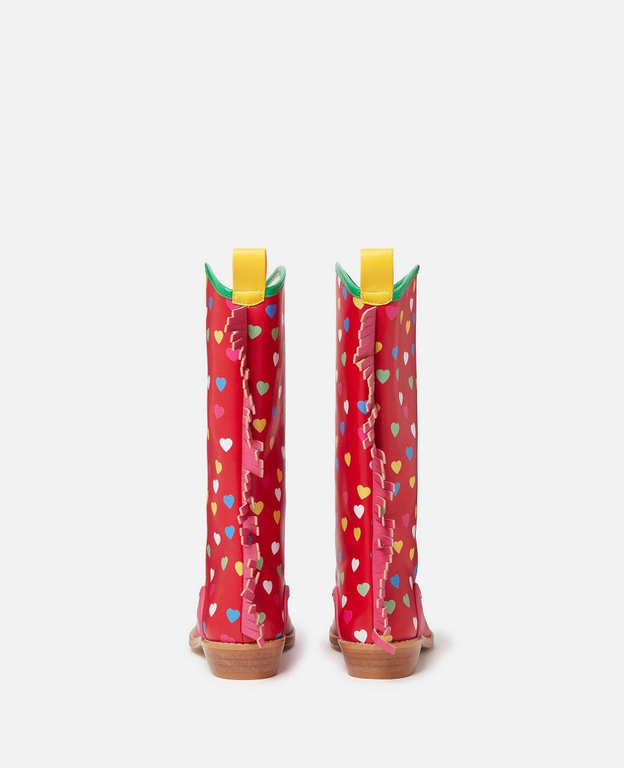 Kids Stella McCartney Shoes And Bags | Heart Print Fringed Cowboy Boots