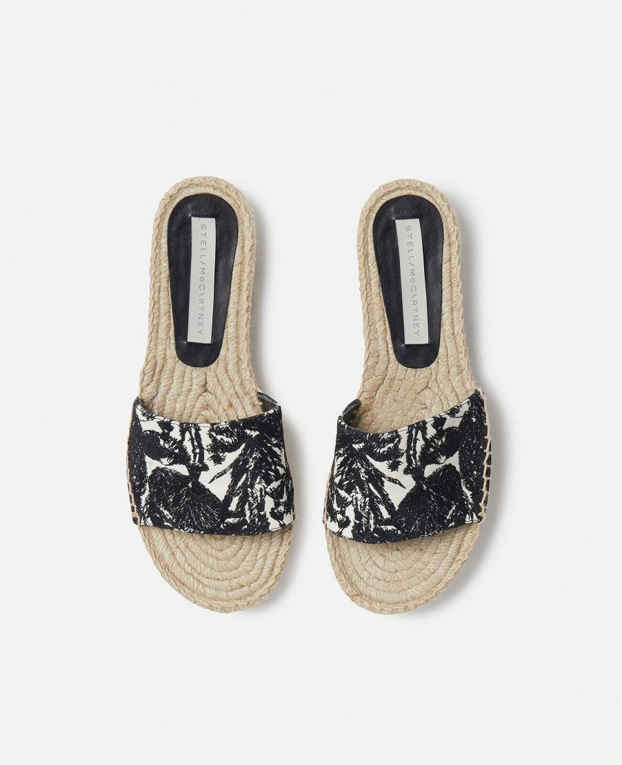 Women Stella McCartney Flats | Gaia Moth Embroidery Espadrille Slides