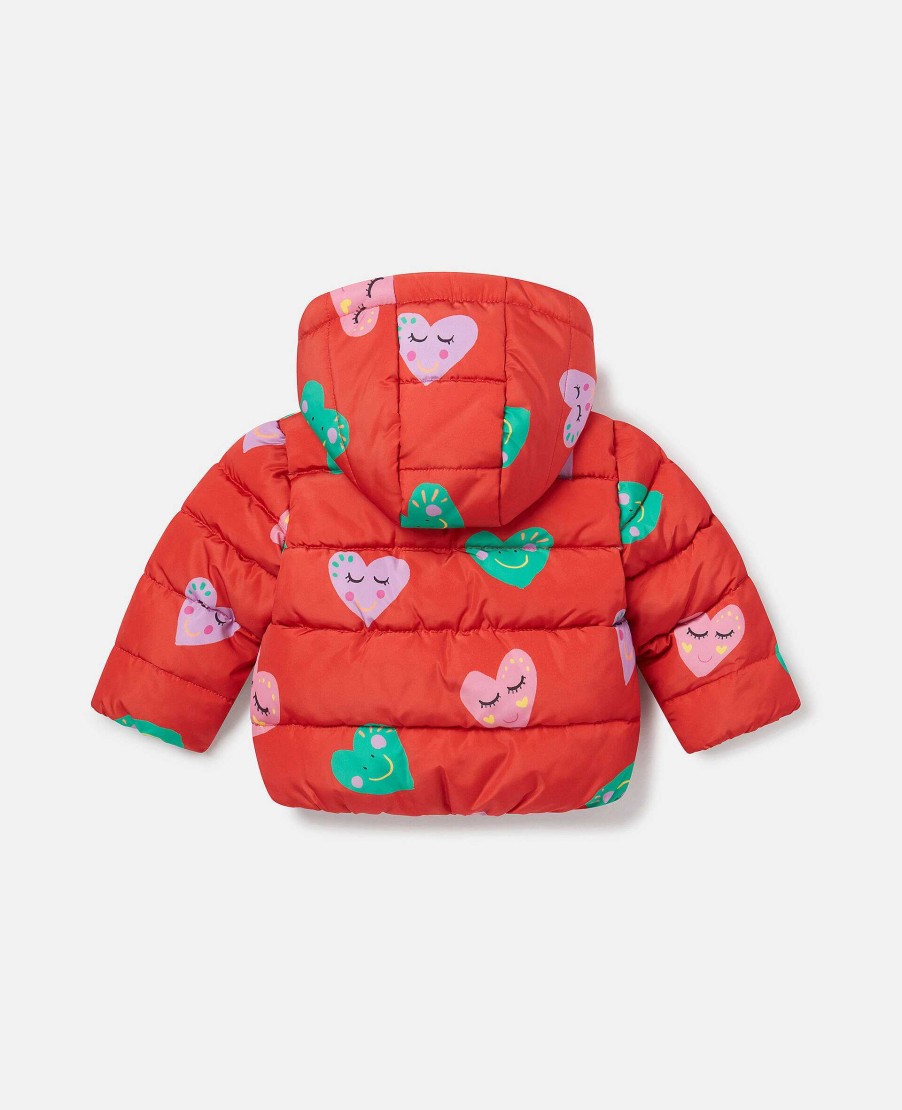 Kids Stella McCartney Baby Girls | Smiling Heart Print Puffer Coat