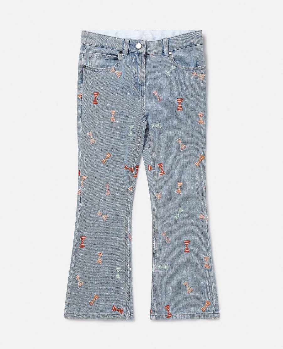 Kids Stella McCartney Trousers And Skirts | Striped Bow Print Flared Jeans