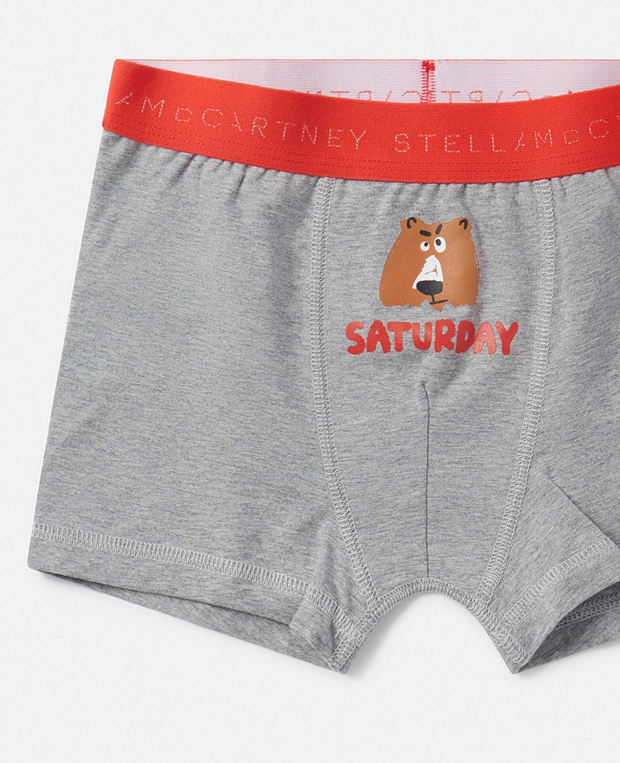 Kids Stella McCartney Shoes And Accessories | 7 Pack Of Bear Badge Days Of The Week Boxers