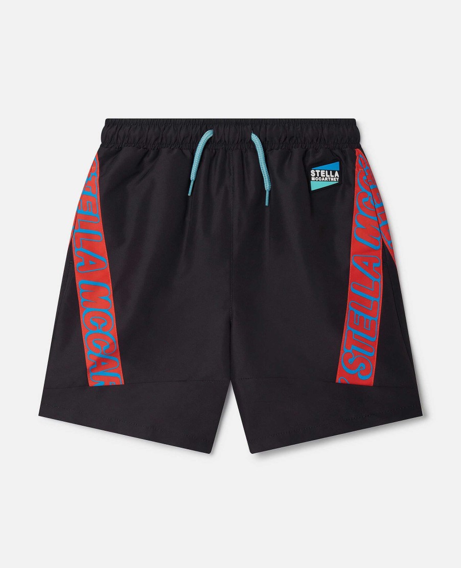 Kids Stella McCartney Trousers And Shorts | Smc Neon Trim Swimming Trunks