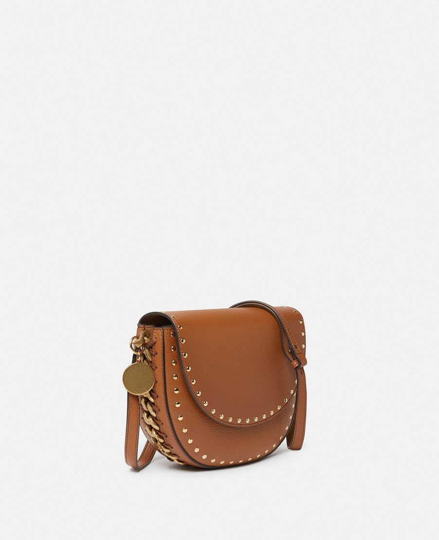 Women Stella McCartney Crossbody Bags | Frayme Studded Grainy Alter Mat Medium Flap Shoulder Bag