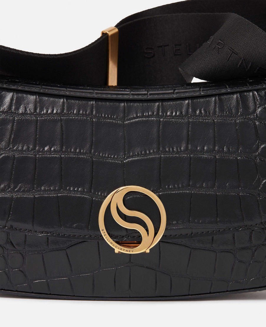 Women Stella McCartney Mini Bags And Clutches | S-Wave Croc-Effect Embossed Shoulder Bag