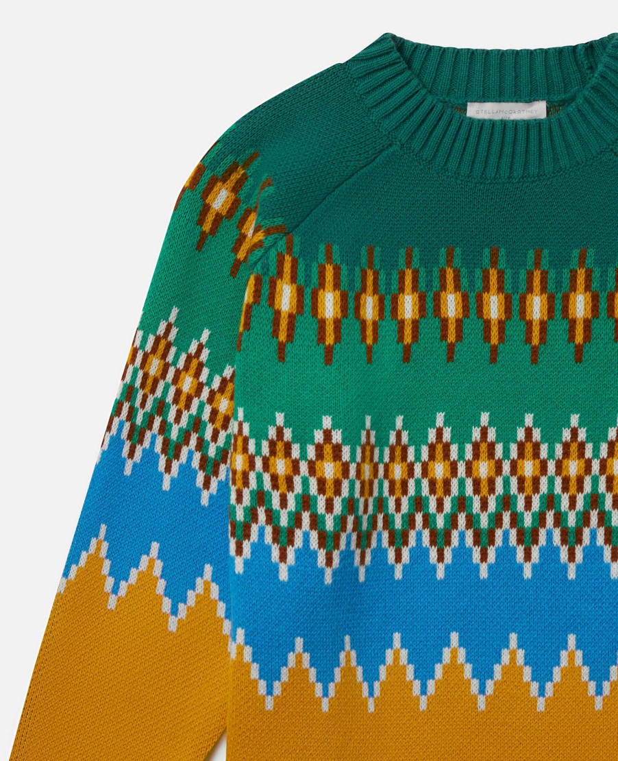 Kids Stella McCartney Cardigans And Jumpers | Zig-Zag Fair Isle Knit Jumper