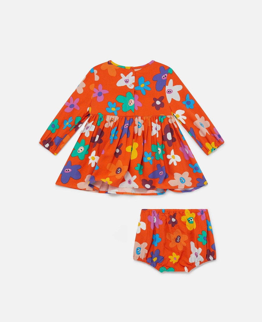 Kids Stella McCartney Baby Girls | Smiling Flower Print Dress And Bloomers Set