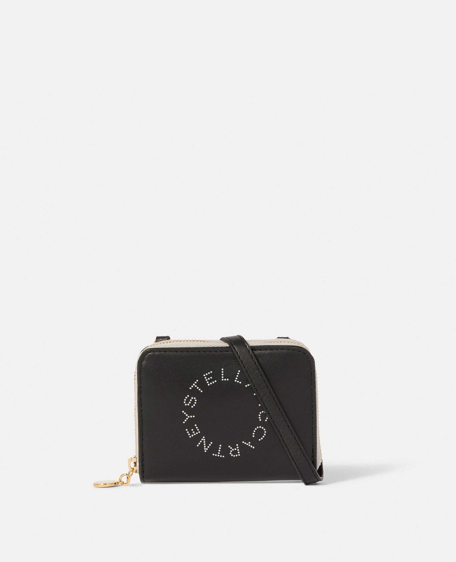 Women Stella McCartney Compact Wallets | Logo Zip Strap Cardholder