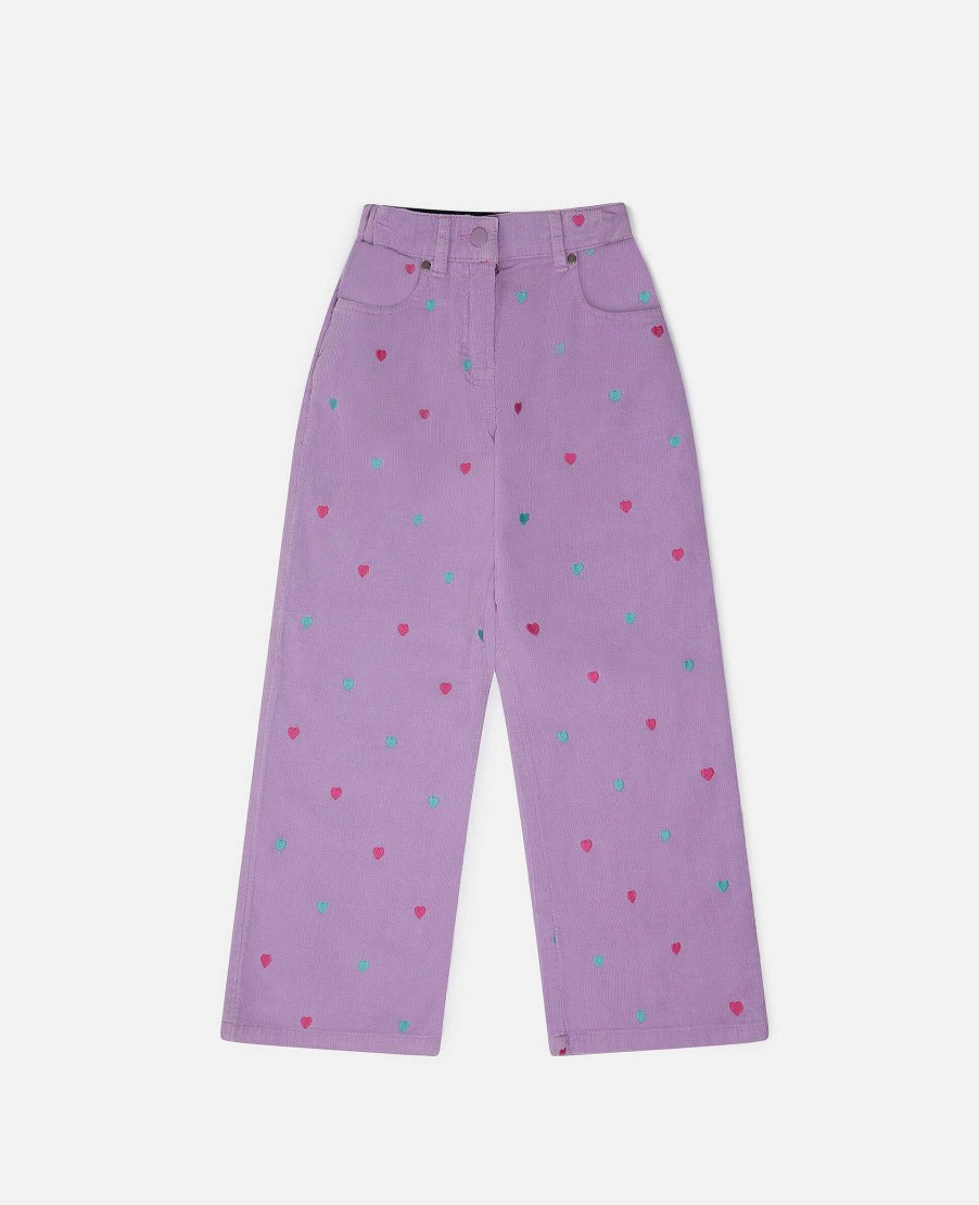 Kids Stella McCartney Trousers And Skirts | Heart Embroidery Wide Leg Jeans