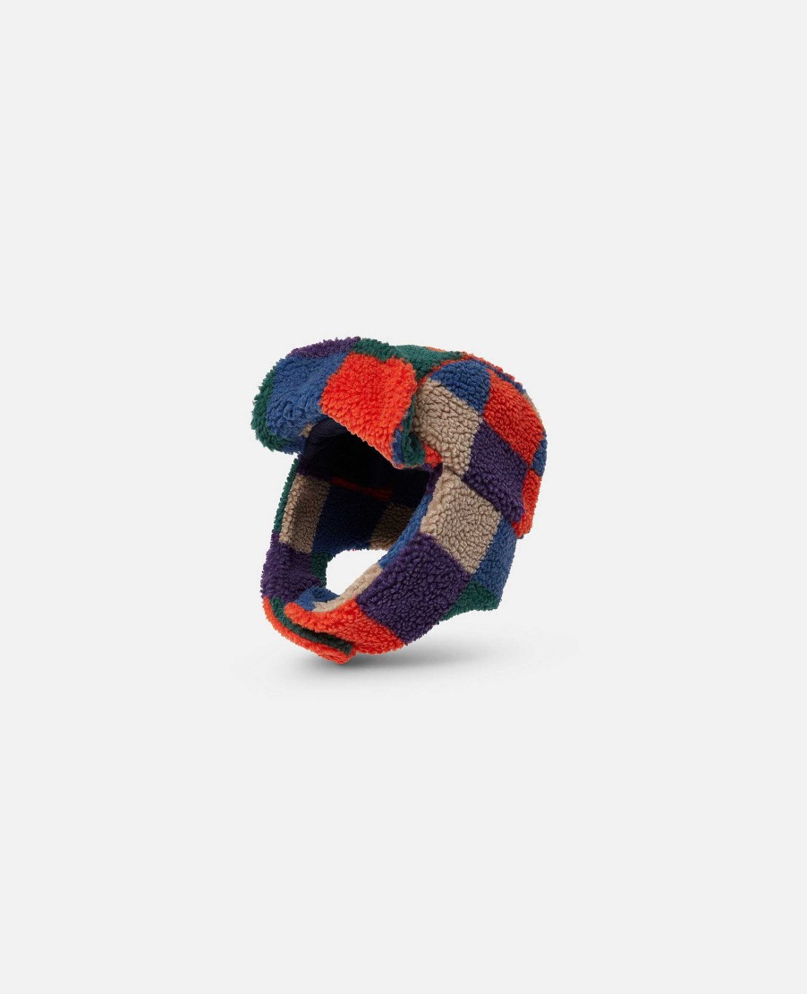 Kids Stella McCartney Shoes And Accessories | Checkerboard Fleece Trapper Hat