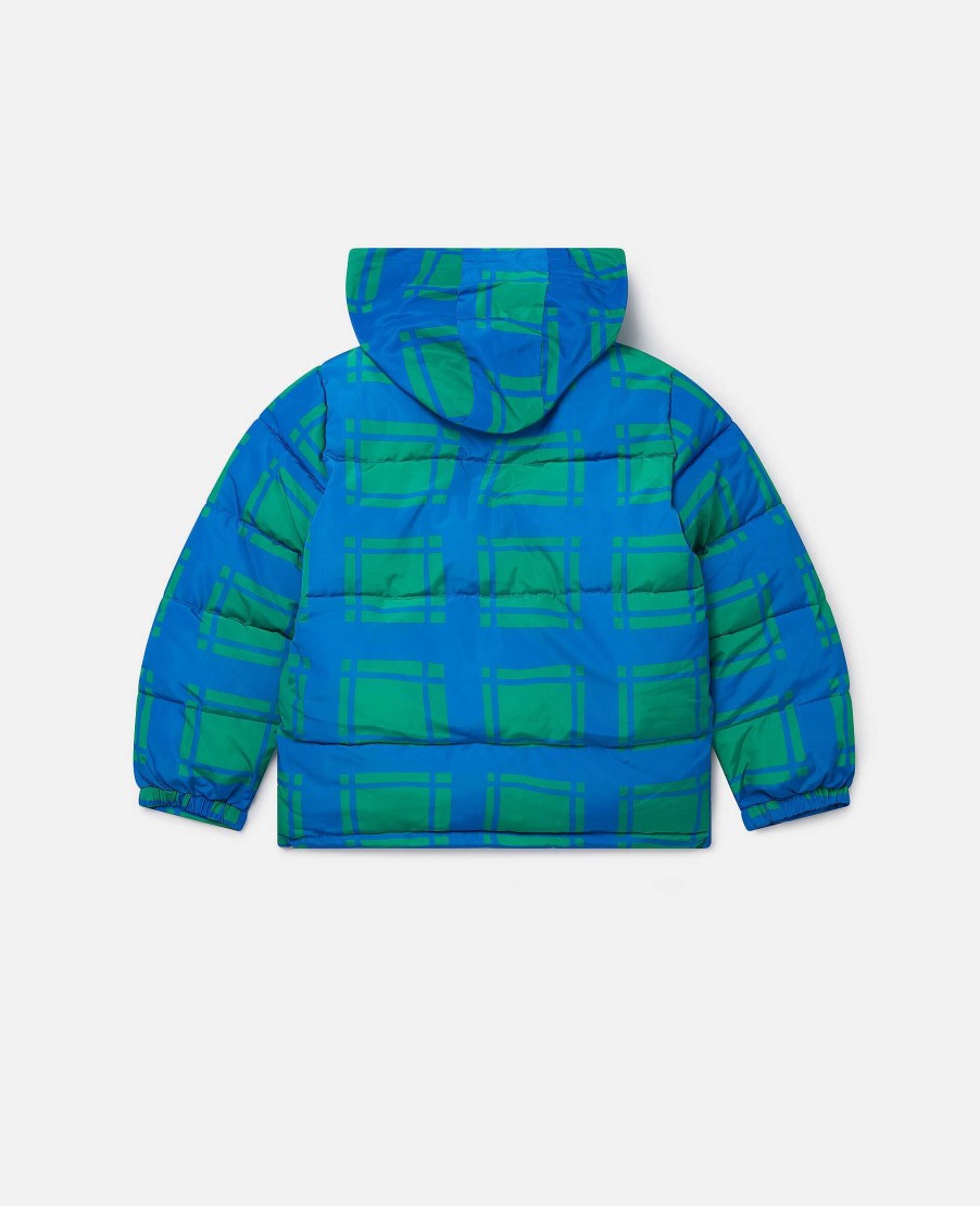 Kids Stella McCartney Outerwear | Sunshine Face Checked Puffer Coat