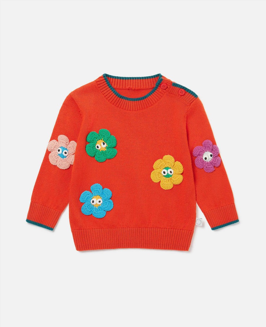 Kids Stella McCartney Baby Girls | Smiling Flower Applique Jumper