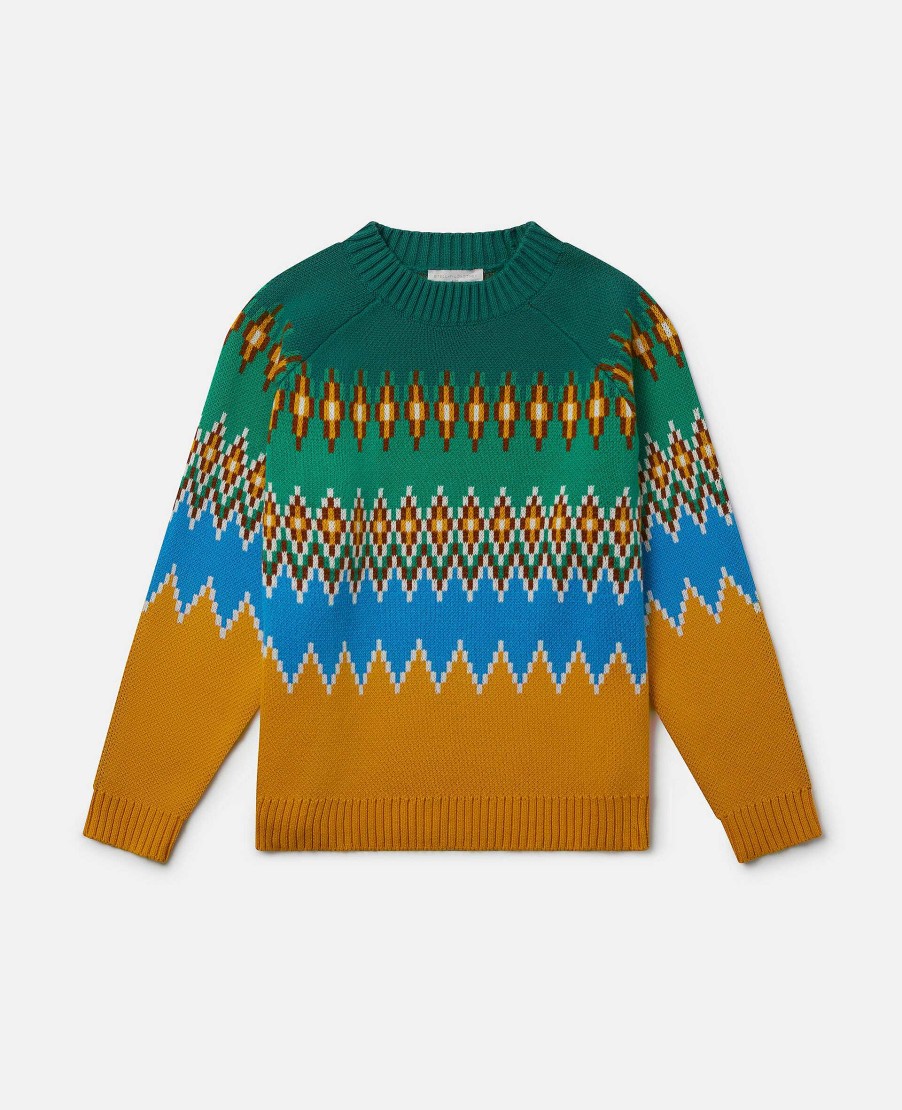 Kids Stella McCartney Cardigans And Jumpers | Zig-Zag Fair Isle Knit Jumper