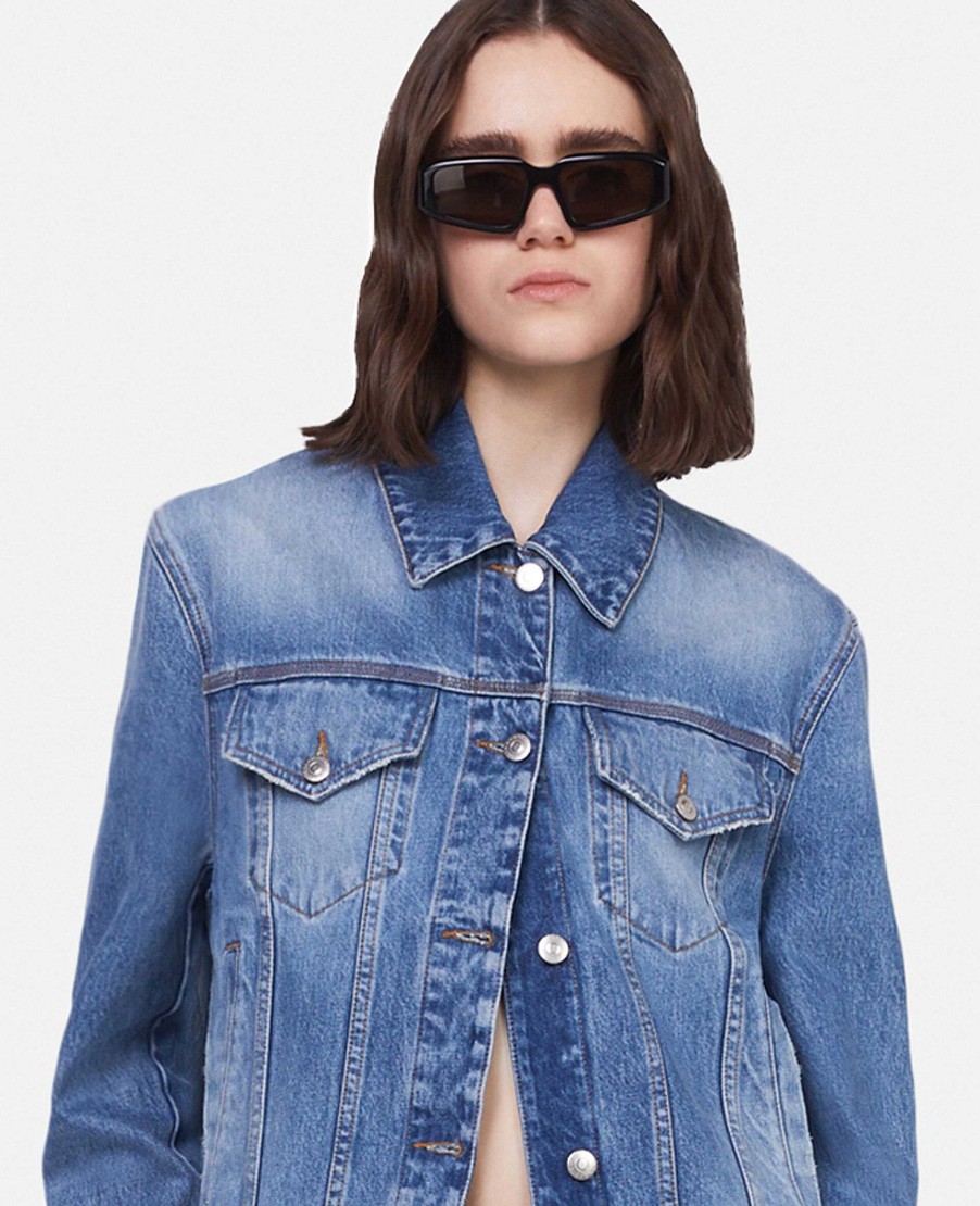 Women Stella McCartney Denim | Falabella Chain Light Wash Denim Jacket