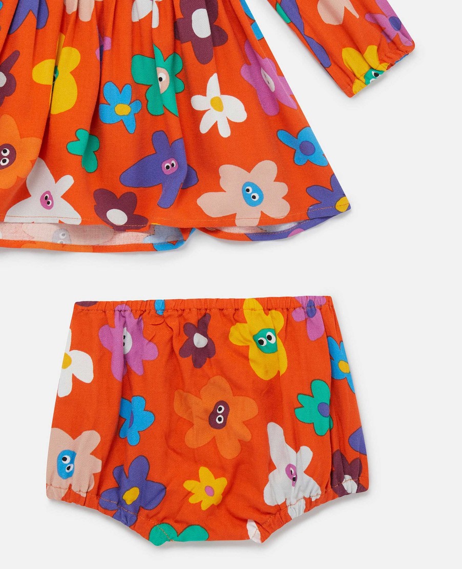 Kids Stella McCartney Baby Girls | Smiling Flower Print Dress And Bloomers Set