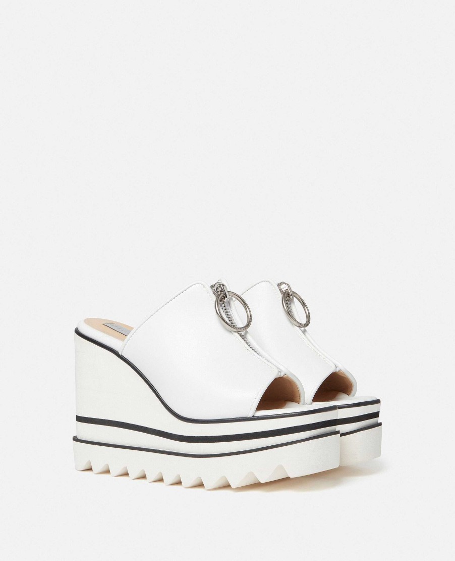 Women Stella McCartney Wedges | Sneak-Elyse Zip Slide Wedge Sandals