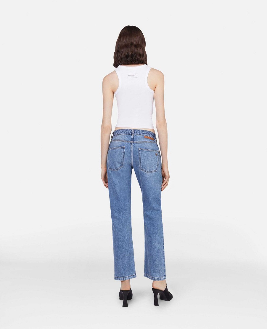 Women Stella McCartney Trousers And Shorts | Falabella Chain Light Wash Cropped Jeans