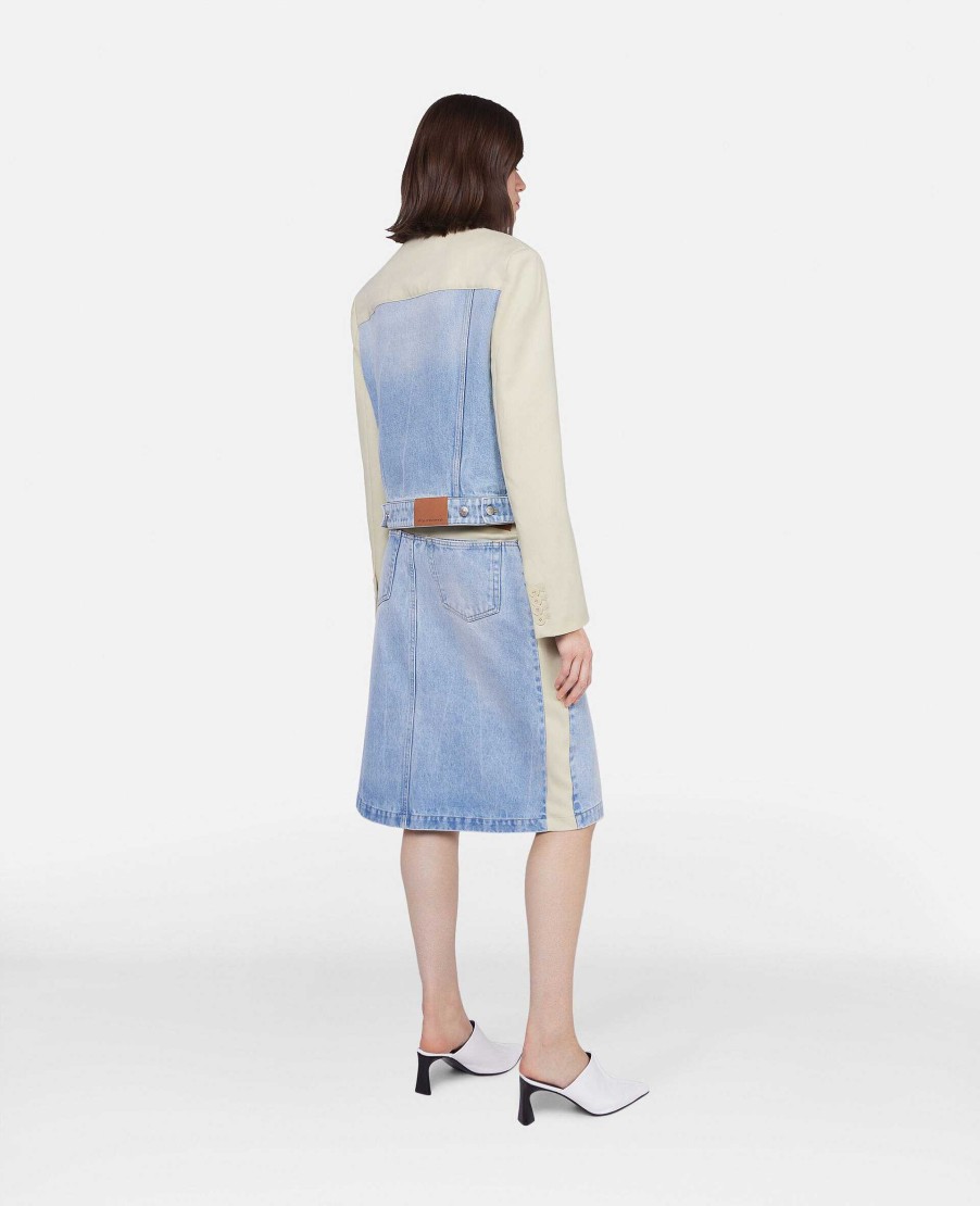 Women Stella McCartney Denim | Two-Tone Panelled Denim Skirt