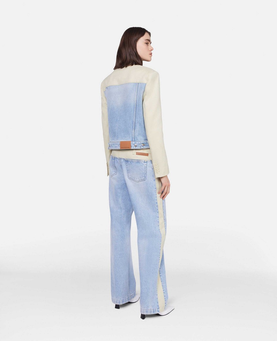 Women Stella McCartney Trousers And Shorts | Two-Tone Panelled Straight Leg Jeans