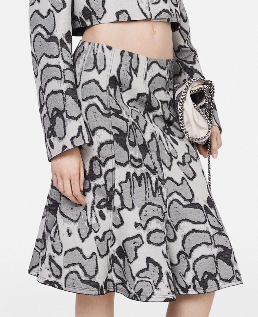 Women Stella McCartney Tailoring | Abstract Moth Jacquard Belted Skirt