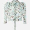 Women Stella McCartney Shirts And Tops | Lady Garden Print Silk Chiffon Pussybow Shirt