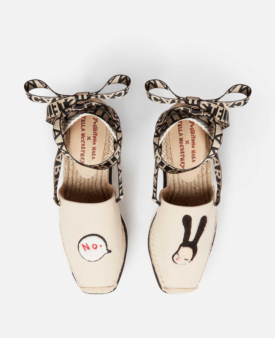 Unisex Stella McCartney Shoes | Gaia Little Black Bunny Embroidery Canvas Espadrilles