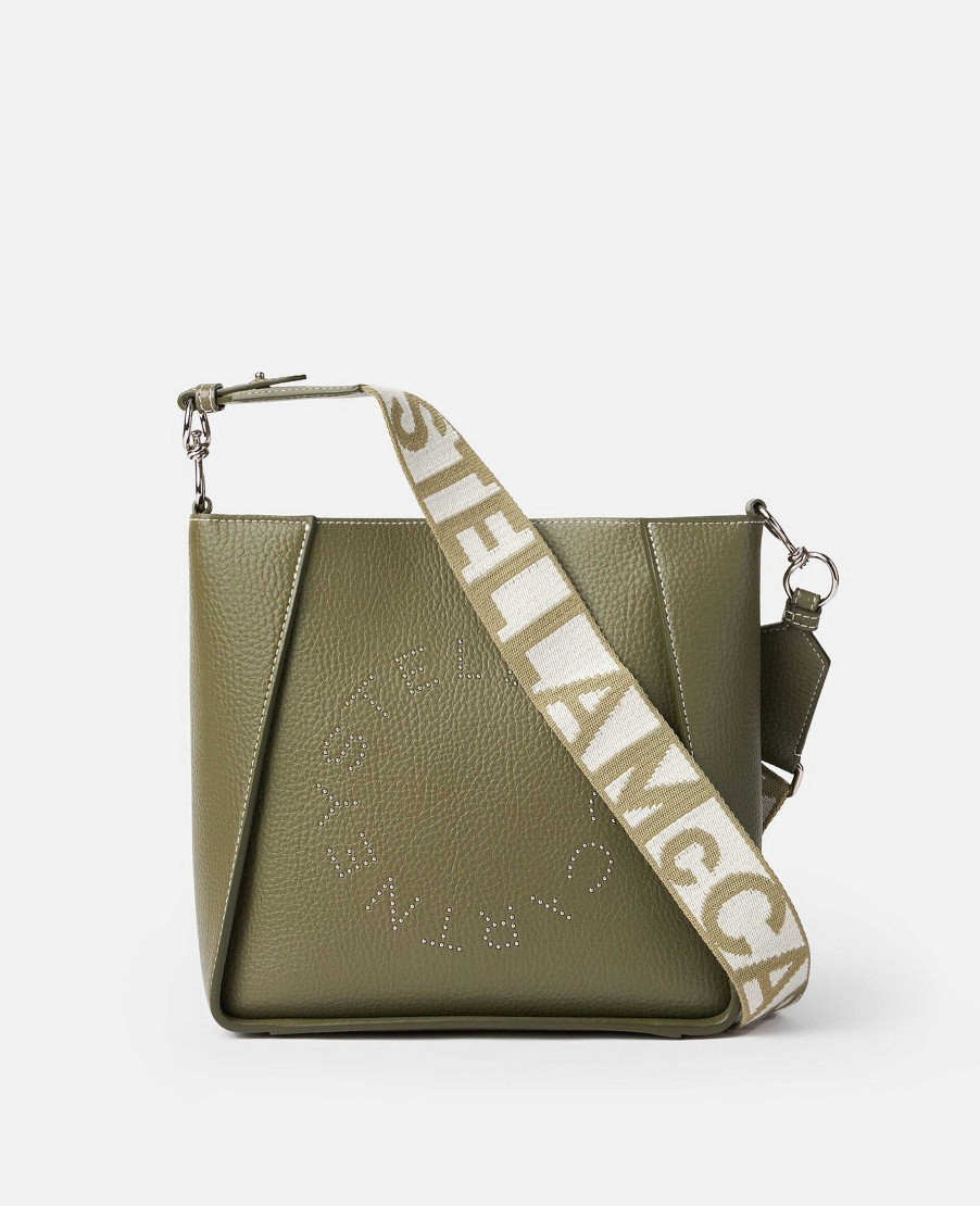 Women Stella McCartney Logo Bag | Logo Studded Grainy Alter Mat Shoulder Bag