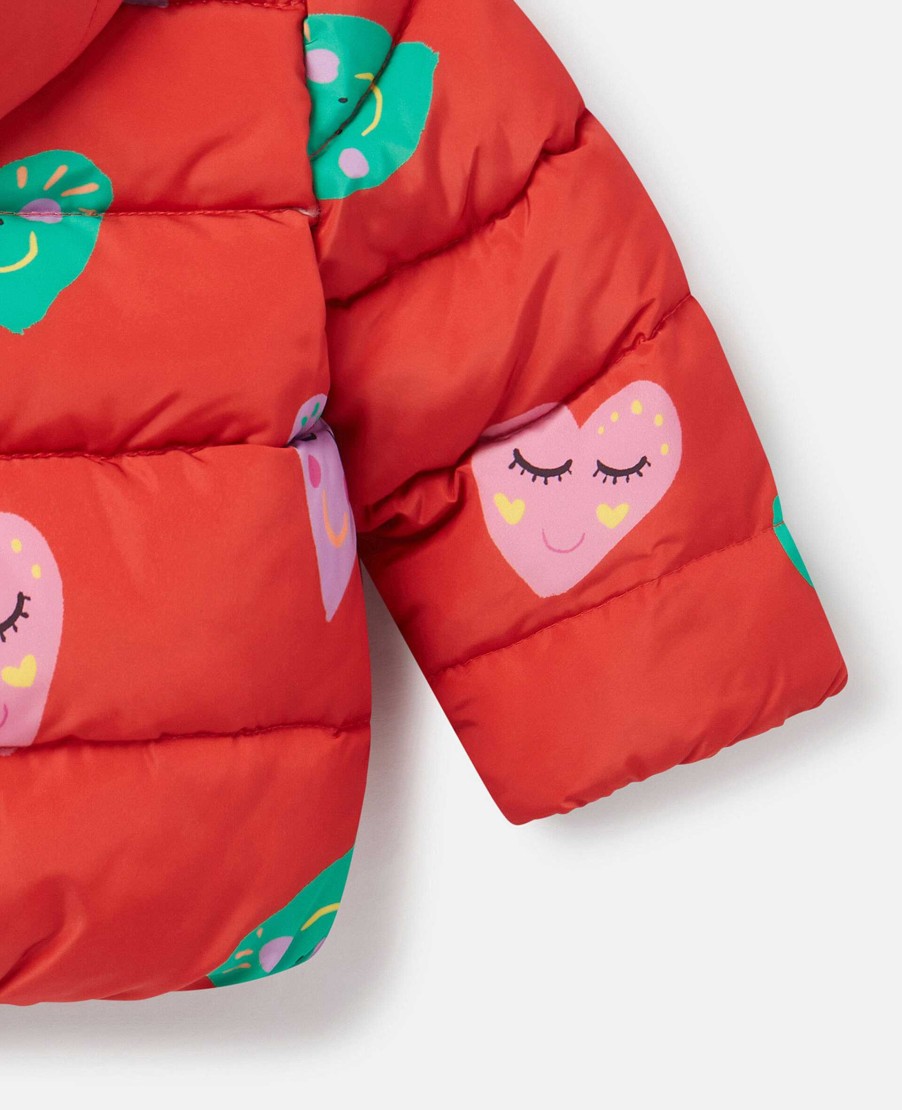 Kids Stella McCartney Baby Girls | Smiling Heart Print Puffer Coat