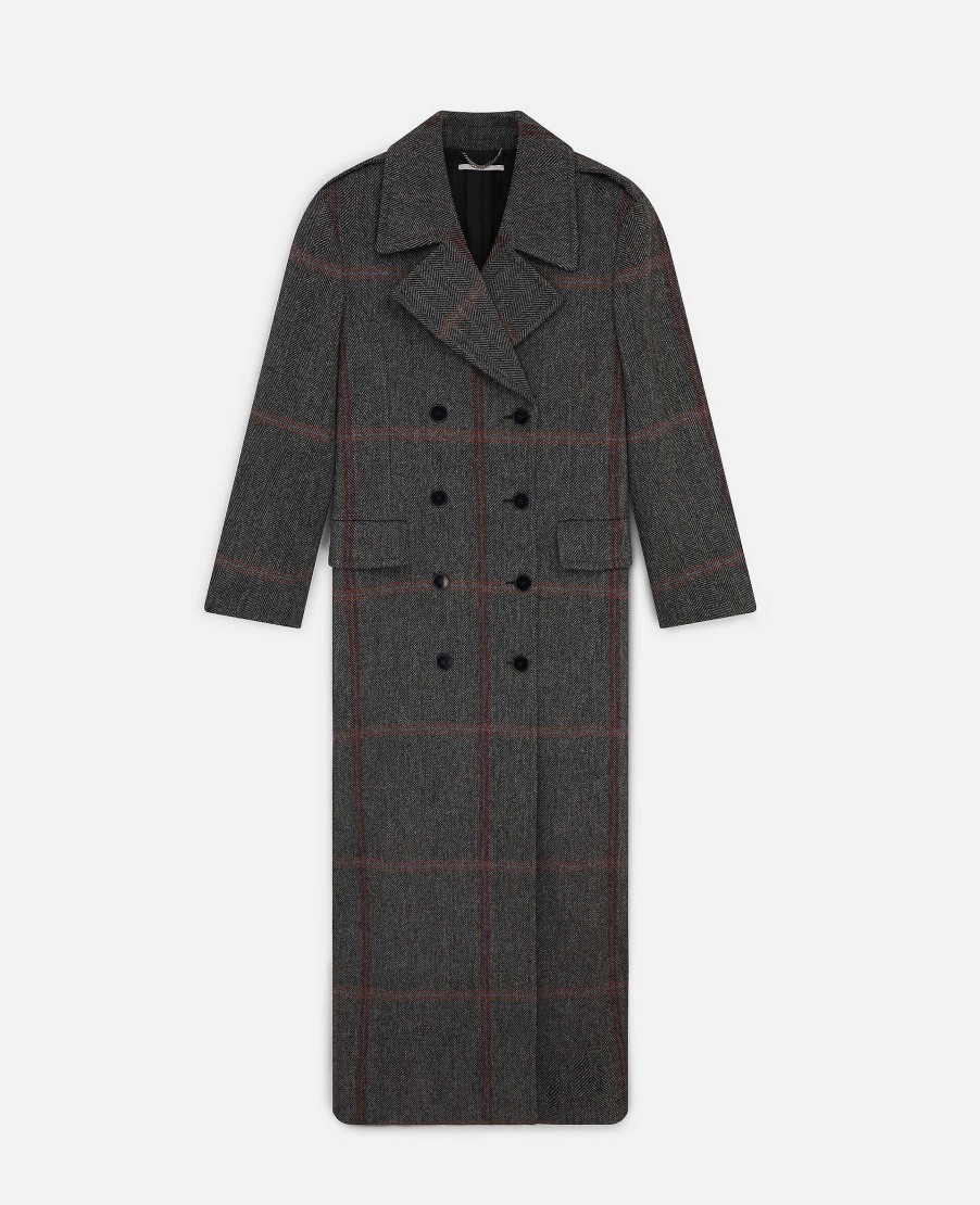 Women Stella McCartney Tailoring | Herringbone Weave Maxi Overcoat