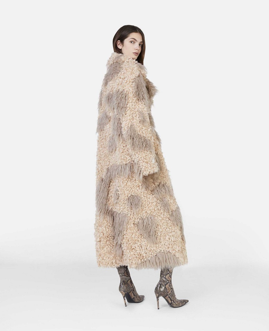 Women Stella McCartney Coats And Jackets | Tree Bark Print Long Teddy Coat