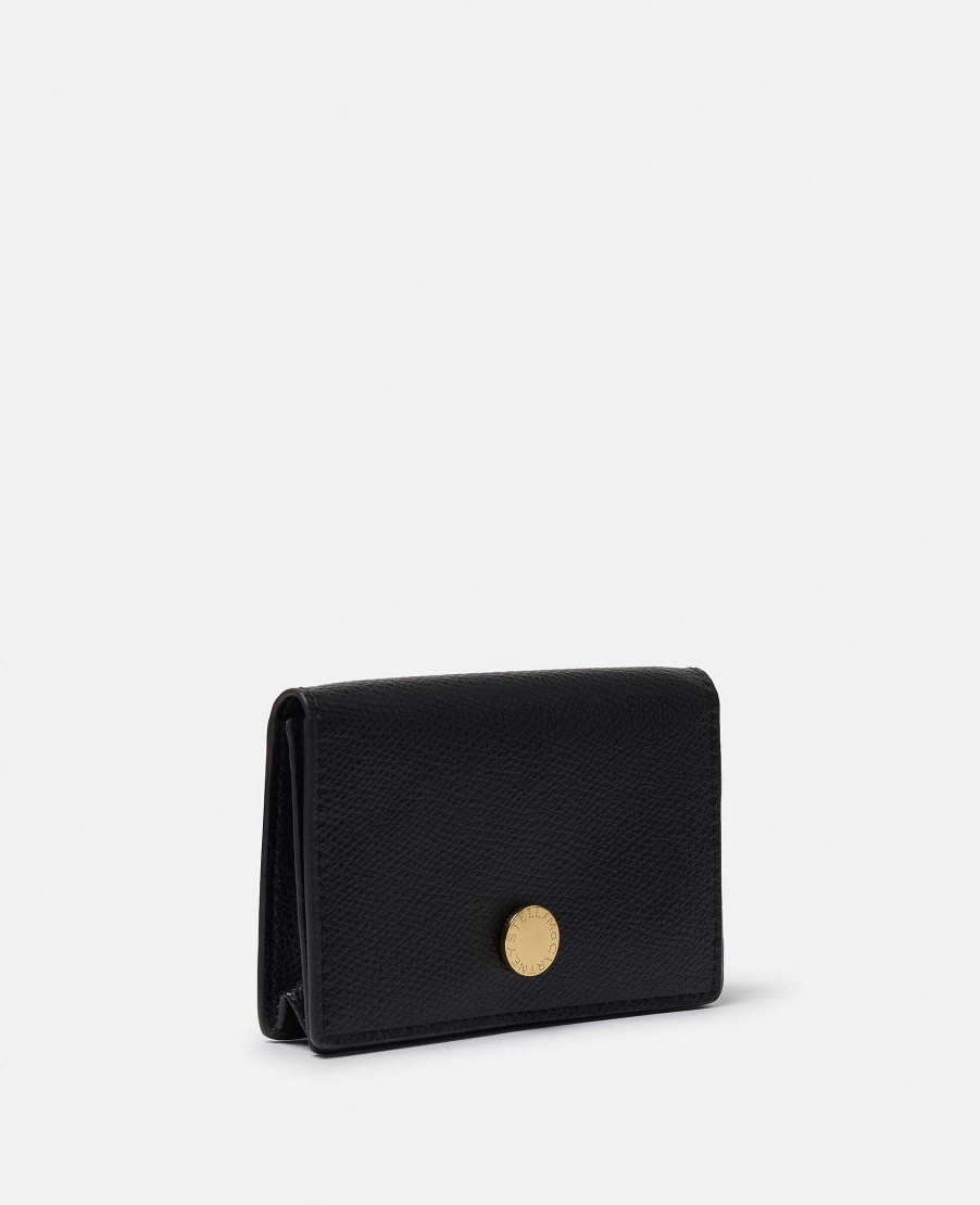 Women Stella McCartney Compact Wallets | Logo Grainy Alter Mat Flap Cardholder