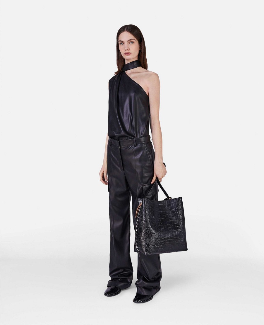 Women Stella McCartney Frayme Bag | Frayme Croc-Effect Embossed Tote Bag