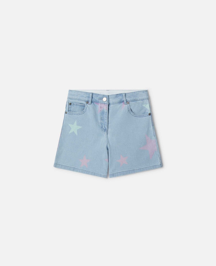 Kids Stella McCartney Trousers And Skirts | Stella Star Print Denim Shorts