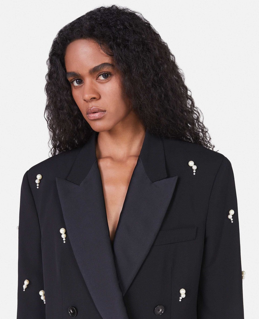 Women Stella McCartney Tailoring | Pearl Embroidery Oversized Double-Breasted Blazer