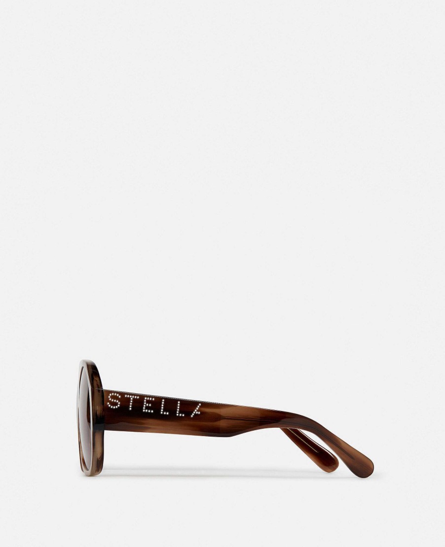 Women Stella McCartney Sunglasses | Logo Chunky Aviator Sunglasses