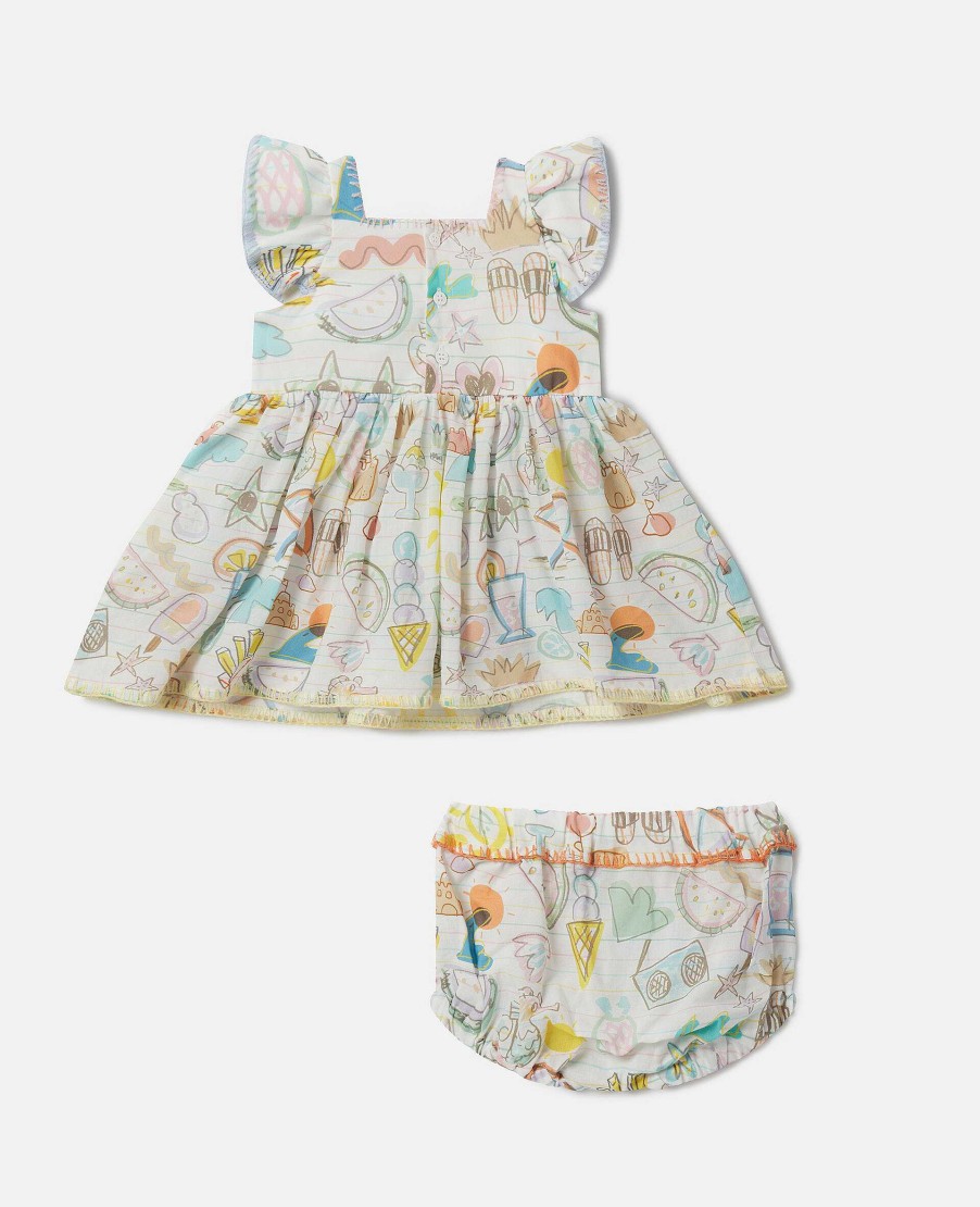 Kids Stella McCartney Baby Girls | Summer Doodles Print Dress And Bloomers Set