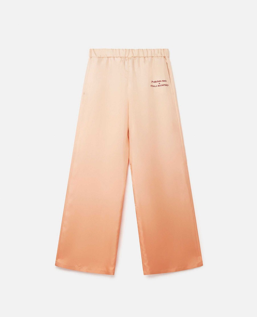 Unisex Stella McCartney Trousers And Shorts | Logo Print Silk Twill Trousers