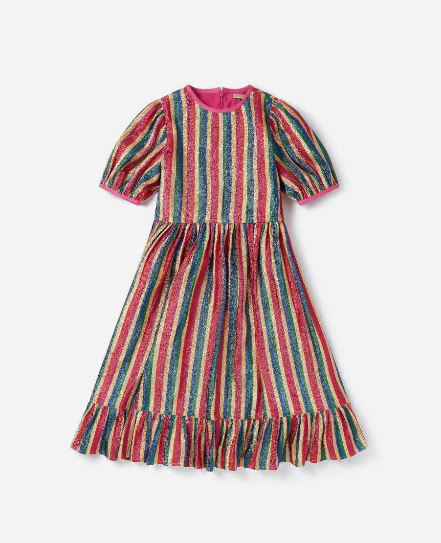 Kids Stella McCartney Dresses And All-In-Ones | Metallic Rainbow Stripe Dress