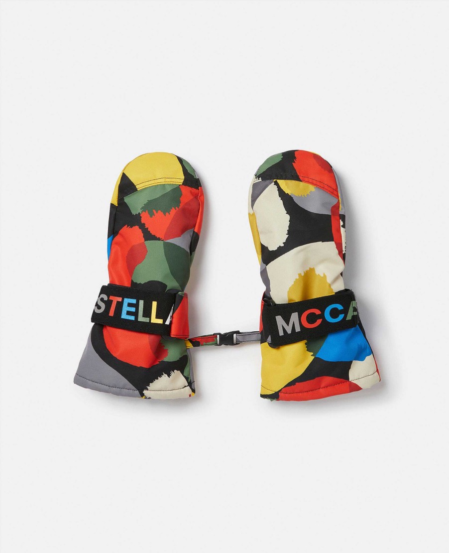 Kids Stella McCartney Shoes And Accessories | Logo Tape Smudge Print Ski Mittens