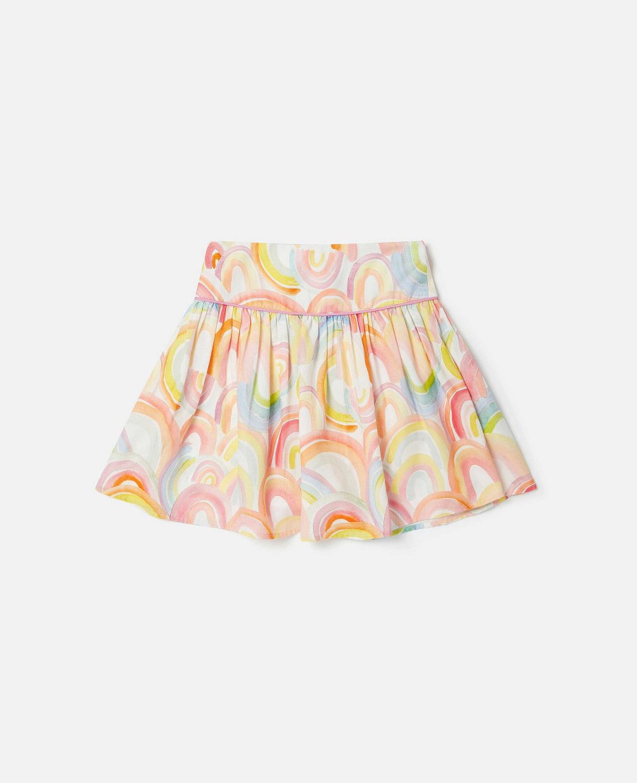 Kids Stella McCartney Trousers And Skirts | Watercolour Rainbow Print Skater Skirt