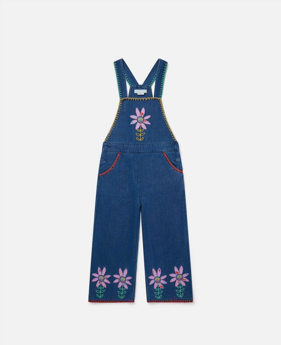 Kids Stella McCartney Dresses And All-In-Ones | Smiling Flower Embroidery Dungarees