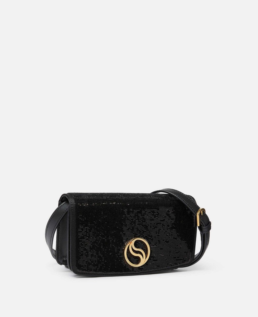 Women Stella McCartney Crossbody Bags | S-Wave Sequinned Wallet On Strap