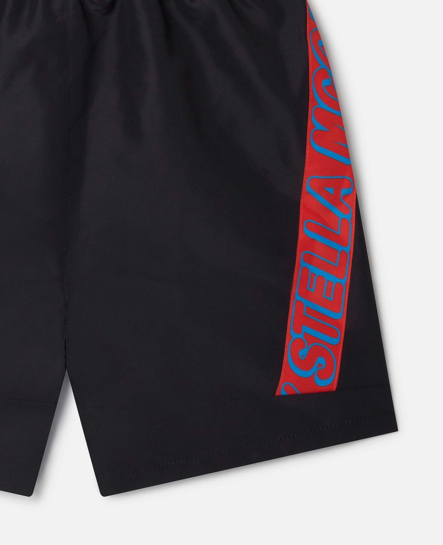 Kids Stella McCartney Trousers And Shorts | Smc Neon Trim Swimming Trunks