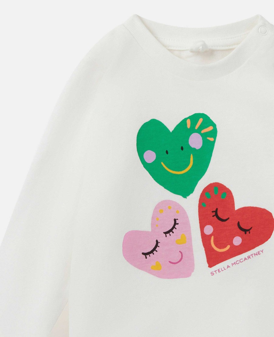 Kids Stella McCartney Baby Girls | Smiling Heart Motif Long Sleeve T-Shirt