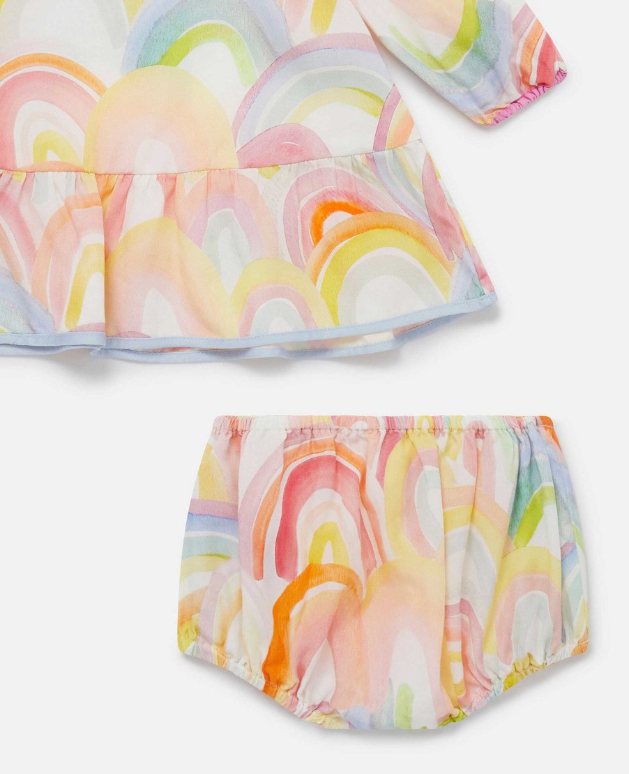 Kids Stella McCartney Baby Girls | Watercolour Rainbow Print Dress And Bloomers Set